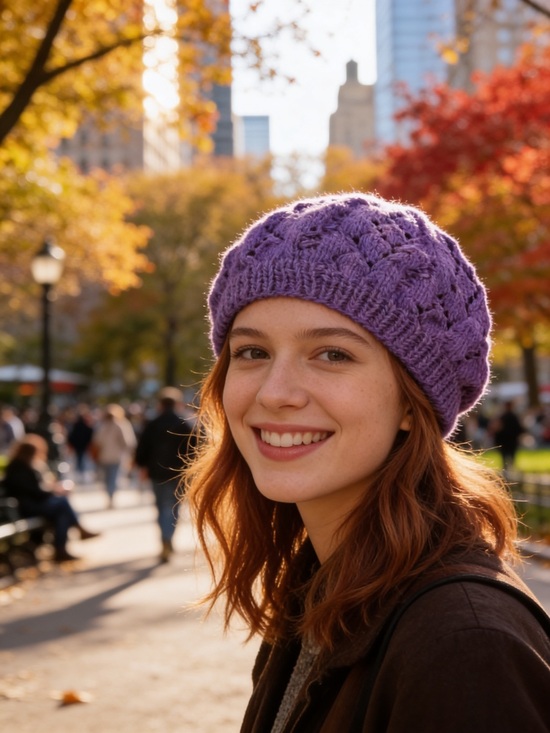 Accessories - Purple Knit Beret Hat - Women Accessories